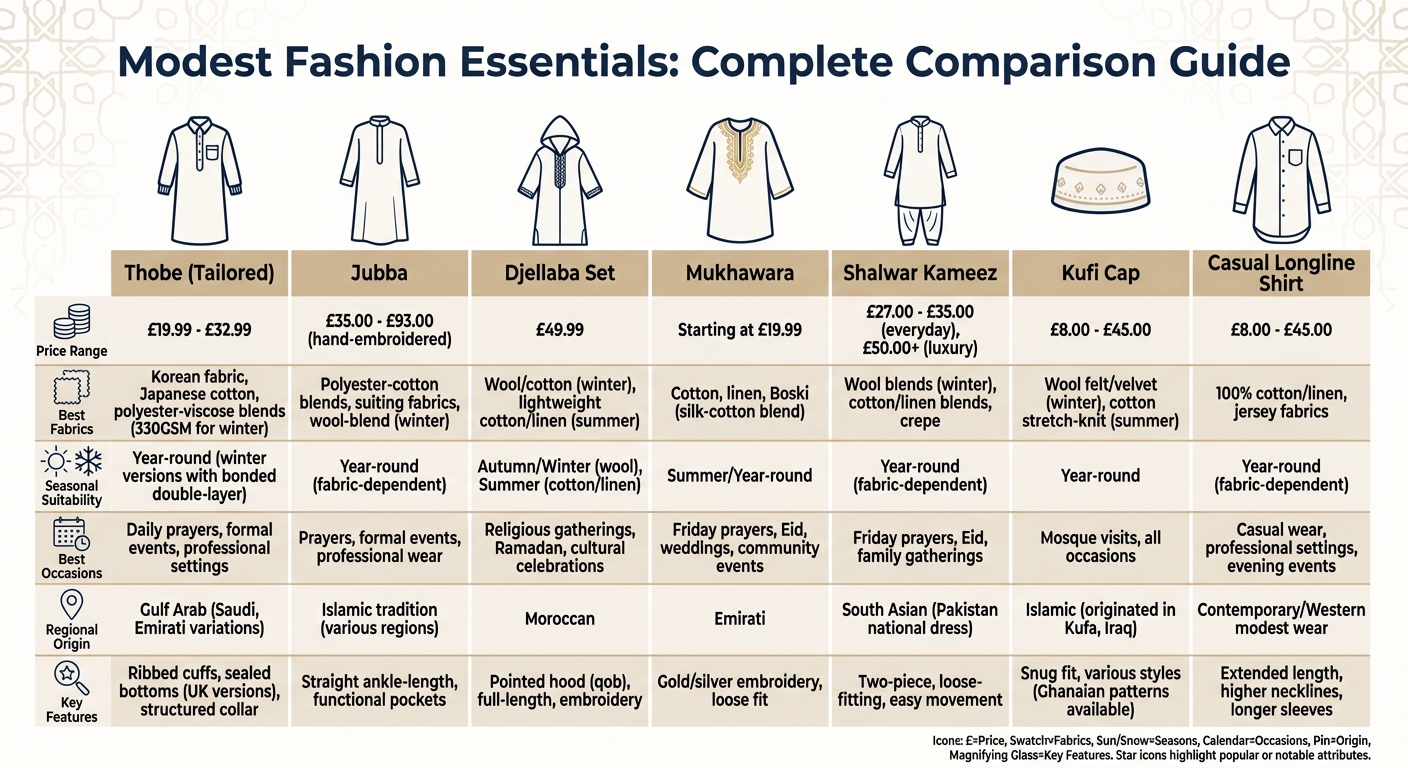 Modest Fashion Essentials for Men: Complete Garment Comparison Guide