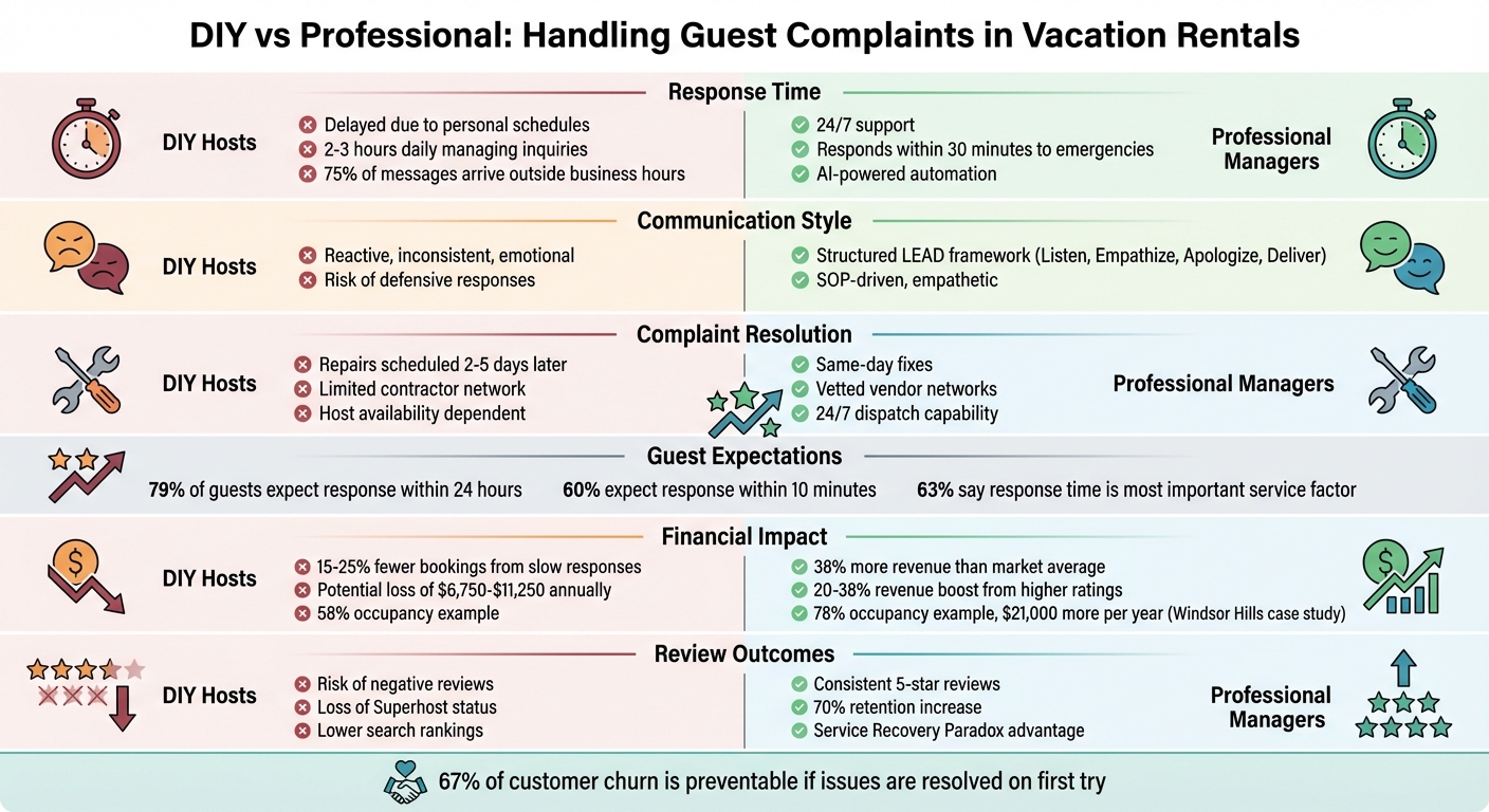 DIY vs Professional Vacation Rental Management: Response Times, Revenue & Guest Satisfaction Comparison