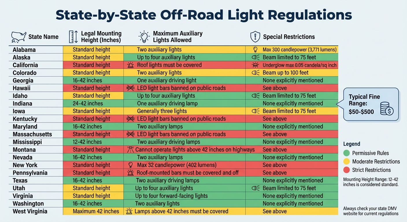 State-by-State Off-Road Light Regulations: Mounting Heights and Legal Limits
