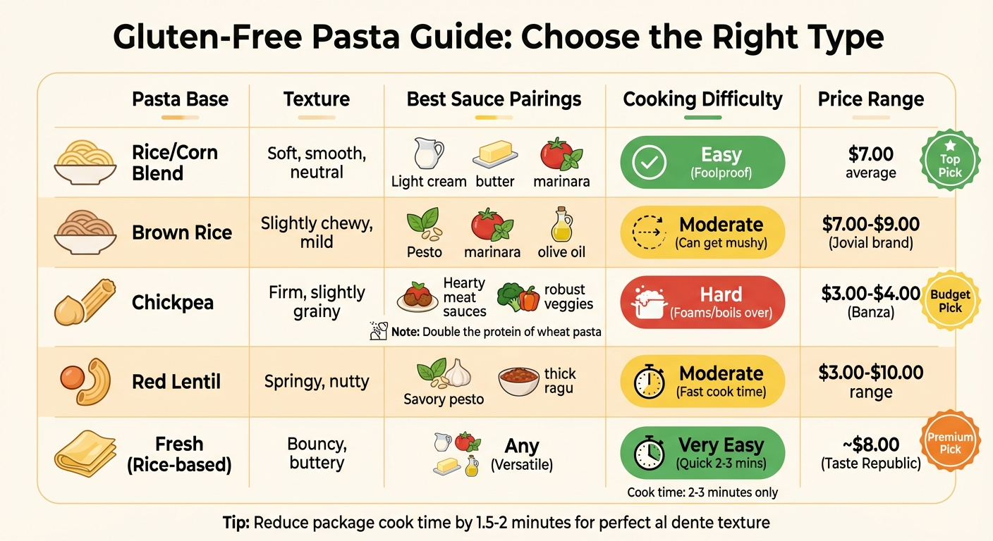 Gluten-Free Pasta Types: Texture, Sauce Pairings, and Cooking Difficulty Comparison
