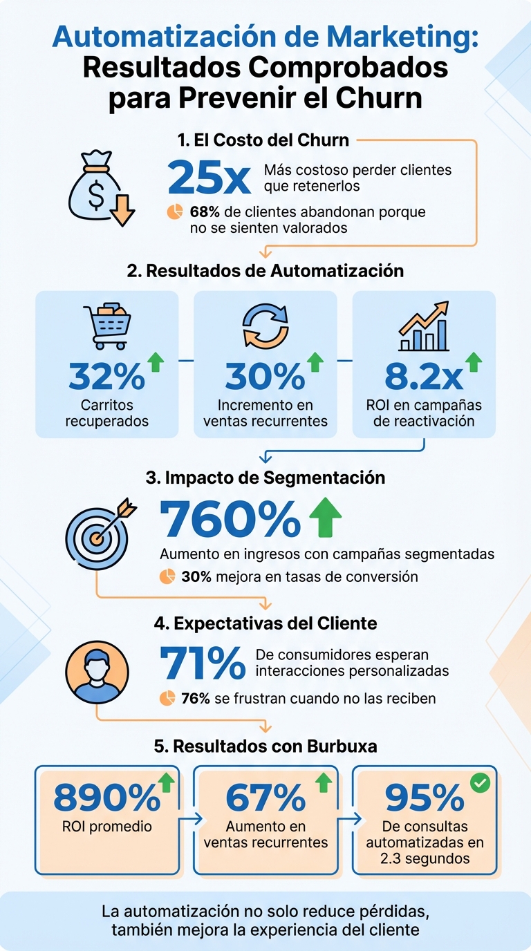 Resultados de automatización de marketing para prevenir churn en e-commerce