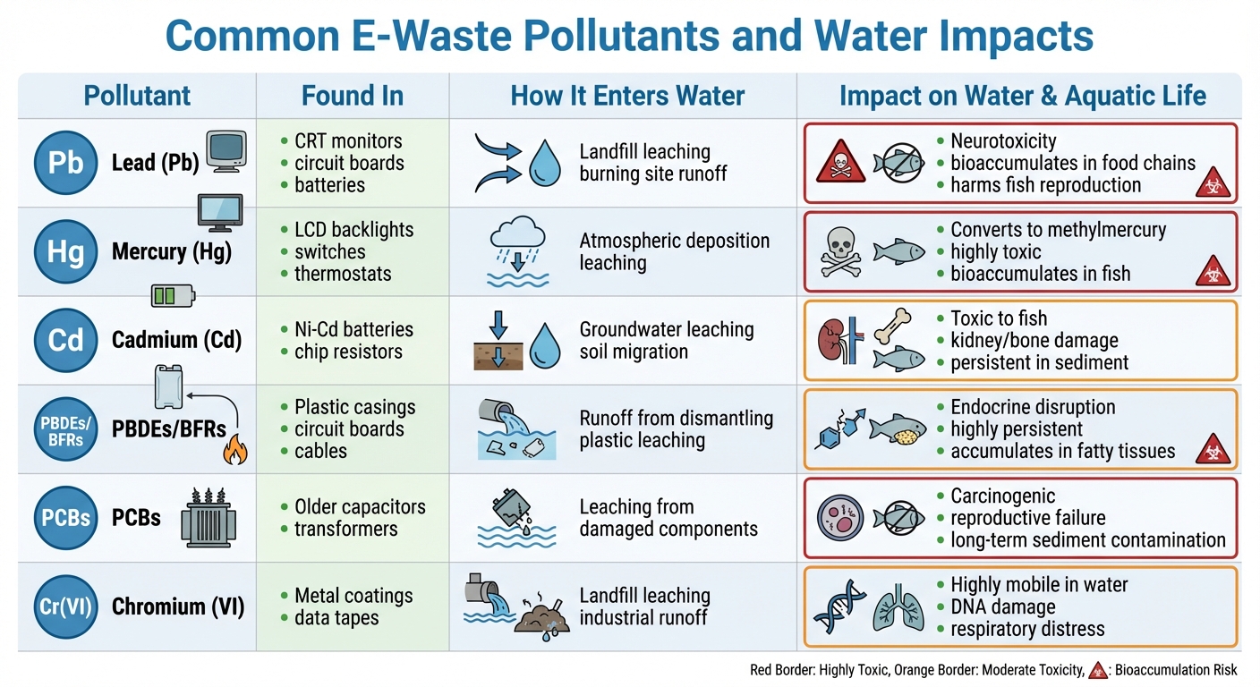 Common E-Waste Pollutants and Their Impact on Water Systems