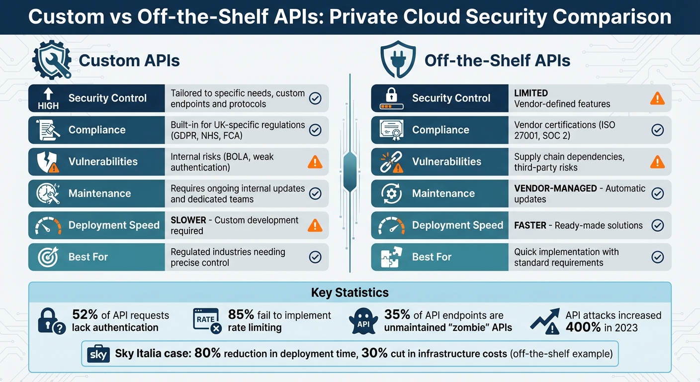 Custom vs Off-the-Shelf APIs: Security and Compliance Comparison for Private Cloud