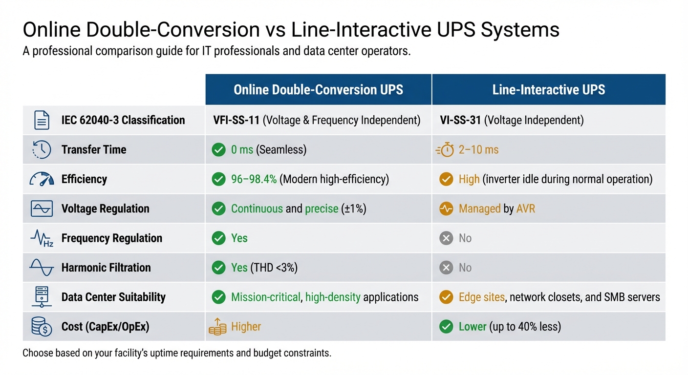 Online Double-Conversion vs Line-Interactive UPS Systems Comparison