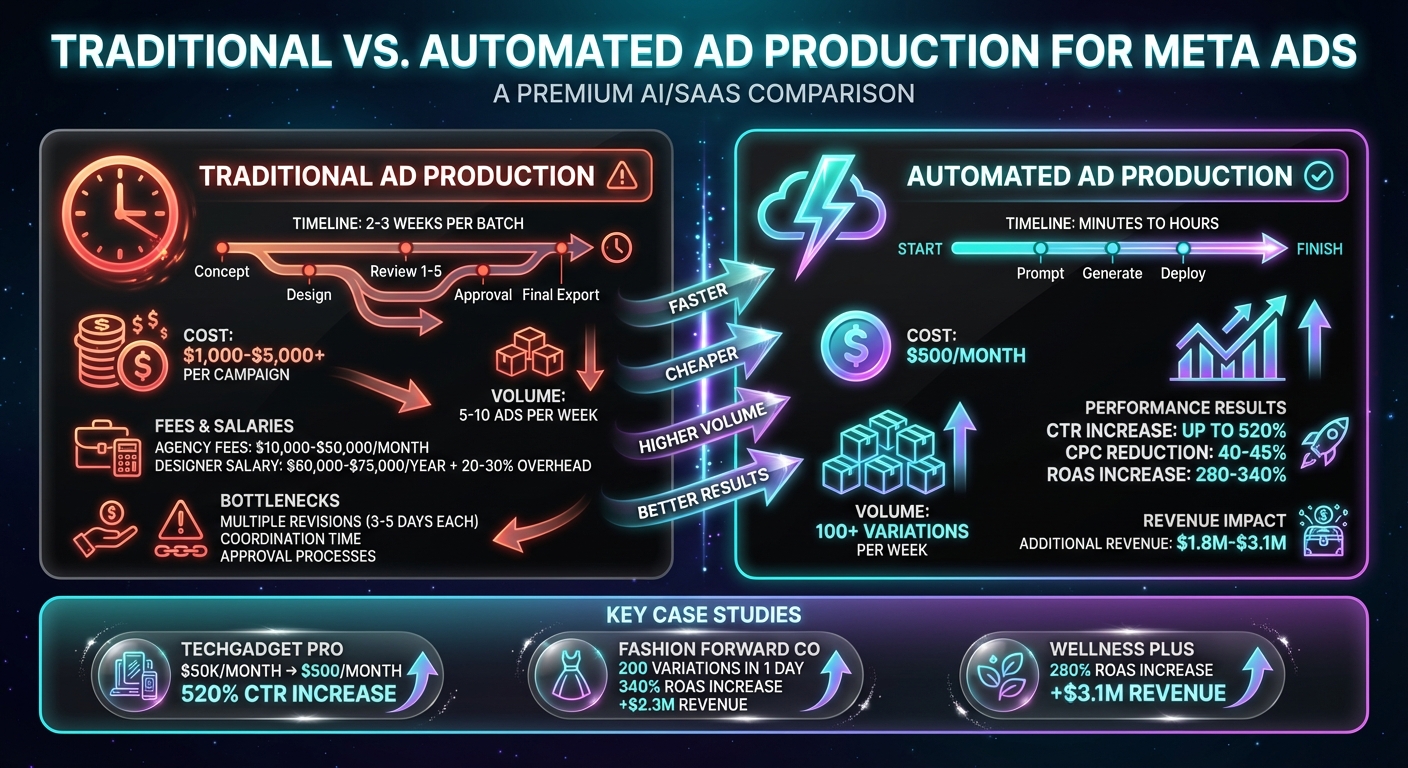 Traditional vs Automated Meta Ad Production: Cost and Performance Comparison