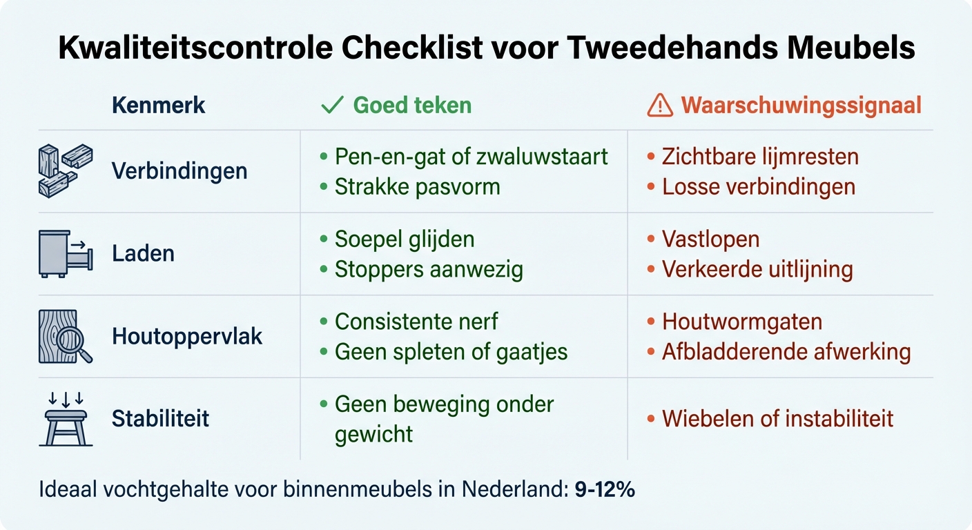 Kwaliteitscontrole checklist voor tweedehands meubels