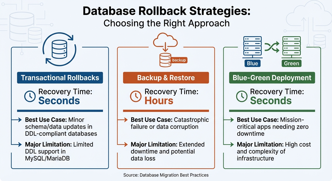Database Rollback Strategies Comparison: Recovery Time and Use Cases