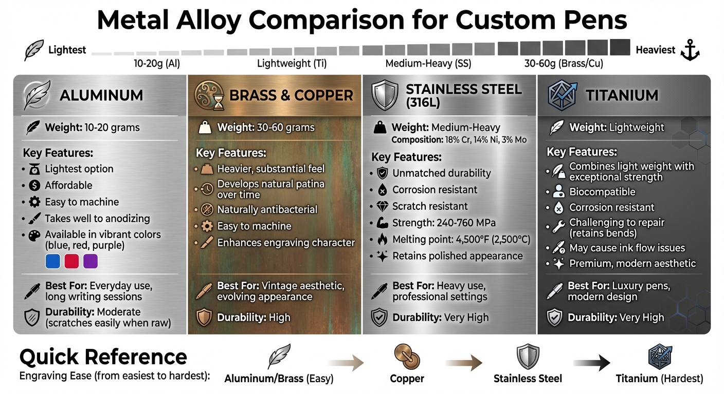 Metal Alloy Pen Materials Comparison: Weight, Durability, and Characteristics