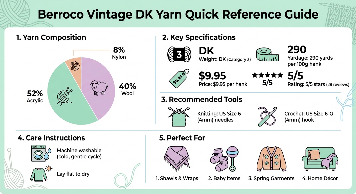 Berroco Vintage DK Yarn Specifications and Key Features