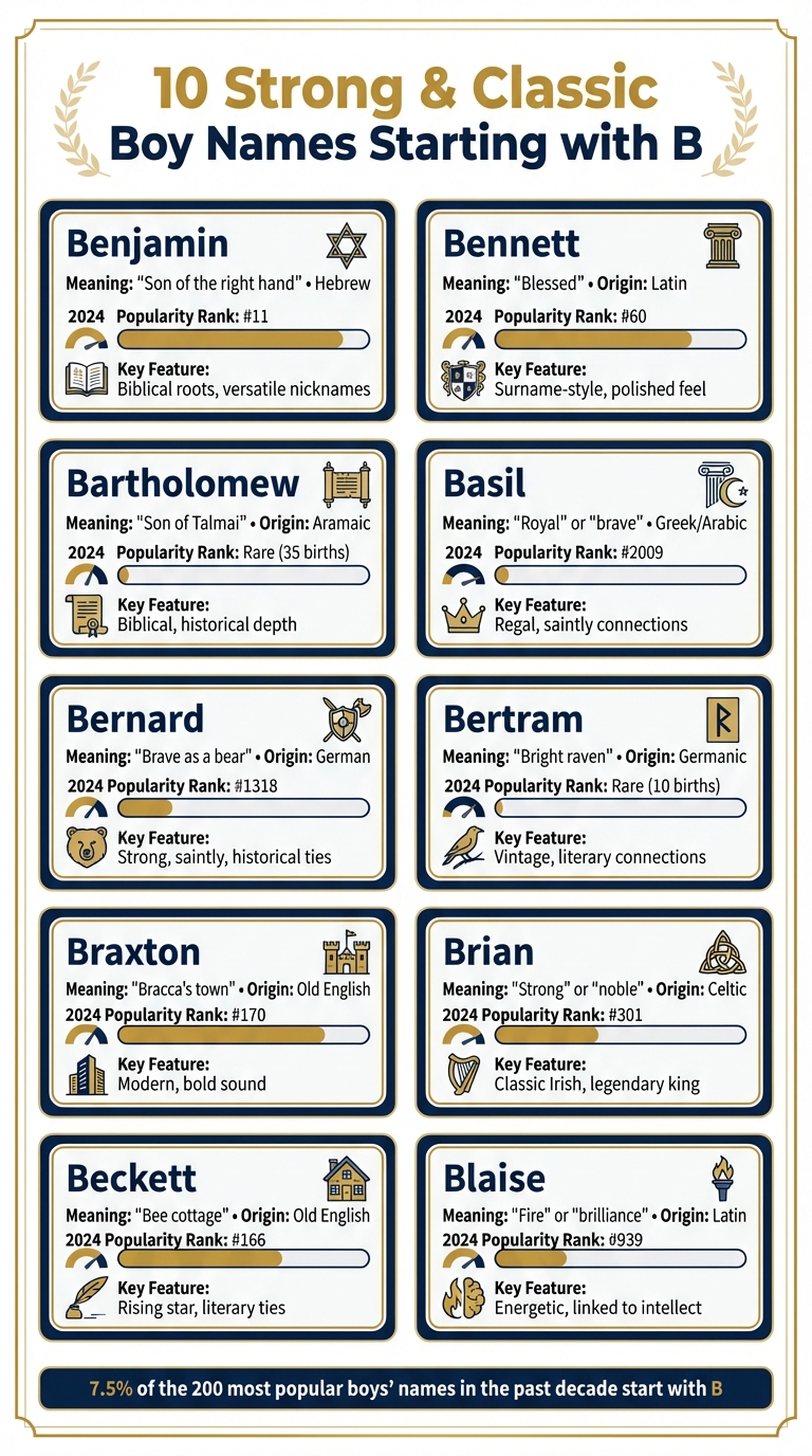 Top 10 Boy Names Starting with B: Meanings, Origins, and Popularity Rankings