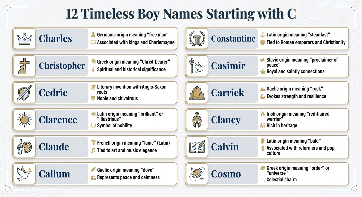 12 Timeless Boy Names Starting with C: Origins and Meanings