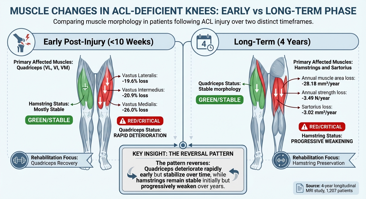 ACL Injury Muscle Changes: Early vs Long-Term Phase Comparison
