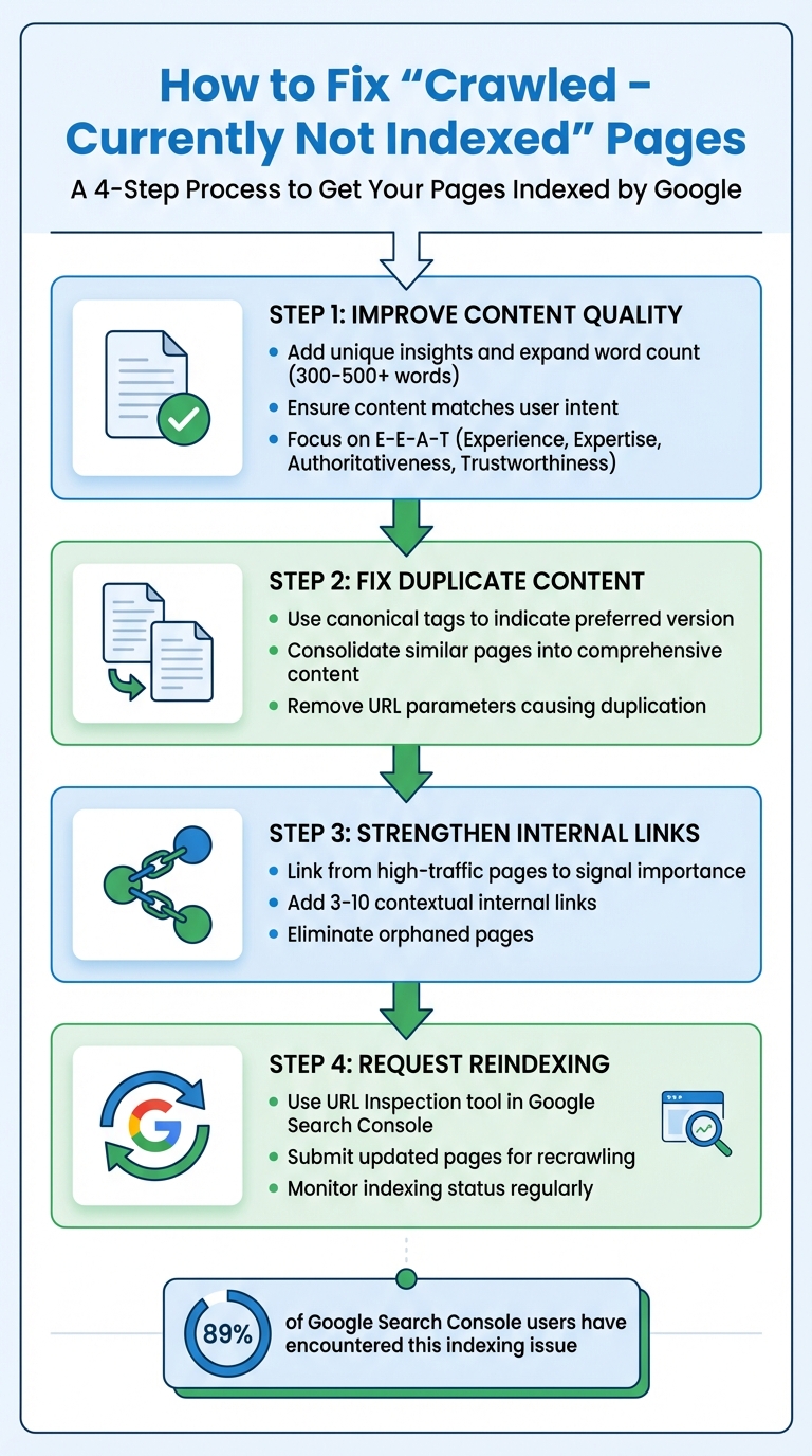 4-Step Process to Fix Crawled But Not Indexed Pages in Google Search Console