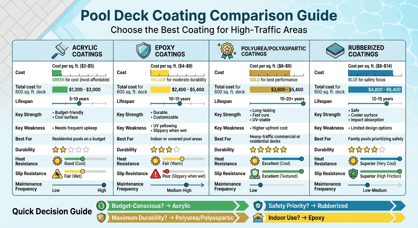 Pool Deck Coating Comparison: Cost, Lifespan, and Performance