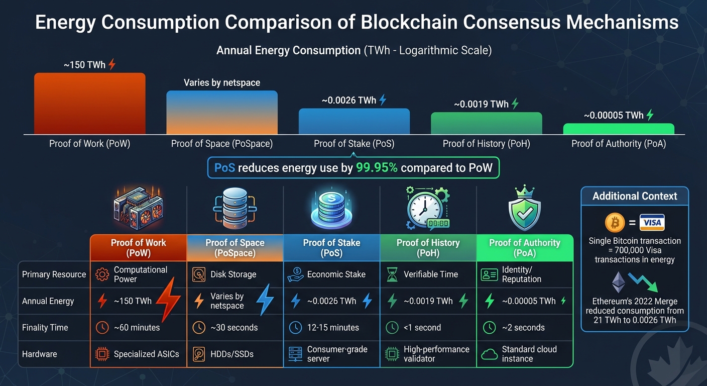 Energy Consumption Comparison of Blockchain Consensus Mechanisms