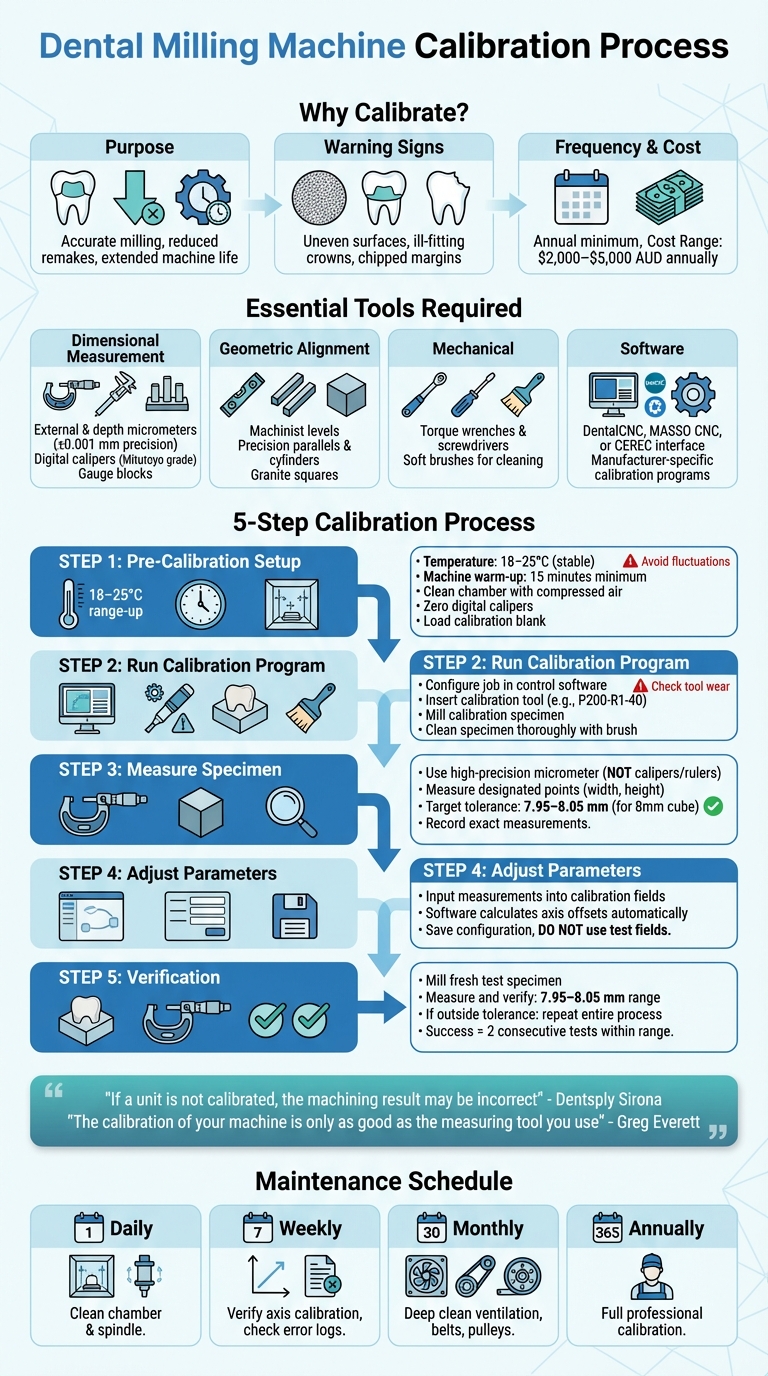 Dental Milling Machine Calibration Process: 5-Step Guide with Tools and Tolerances