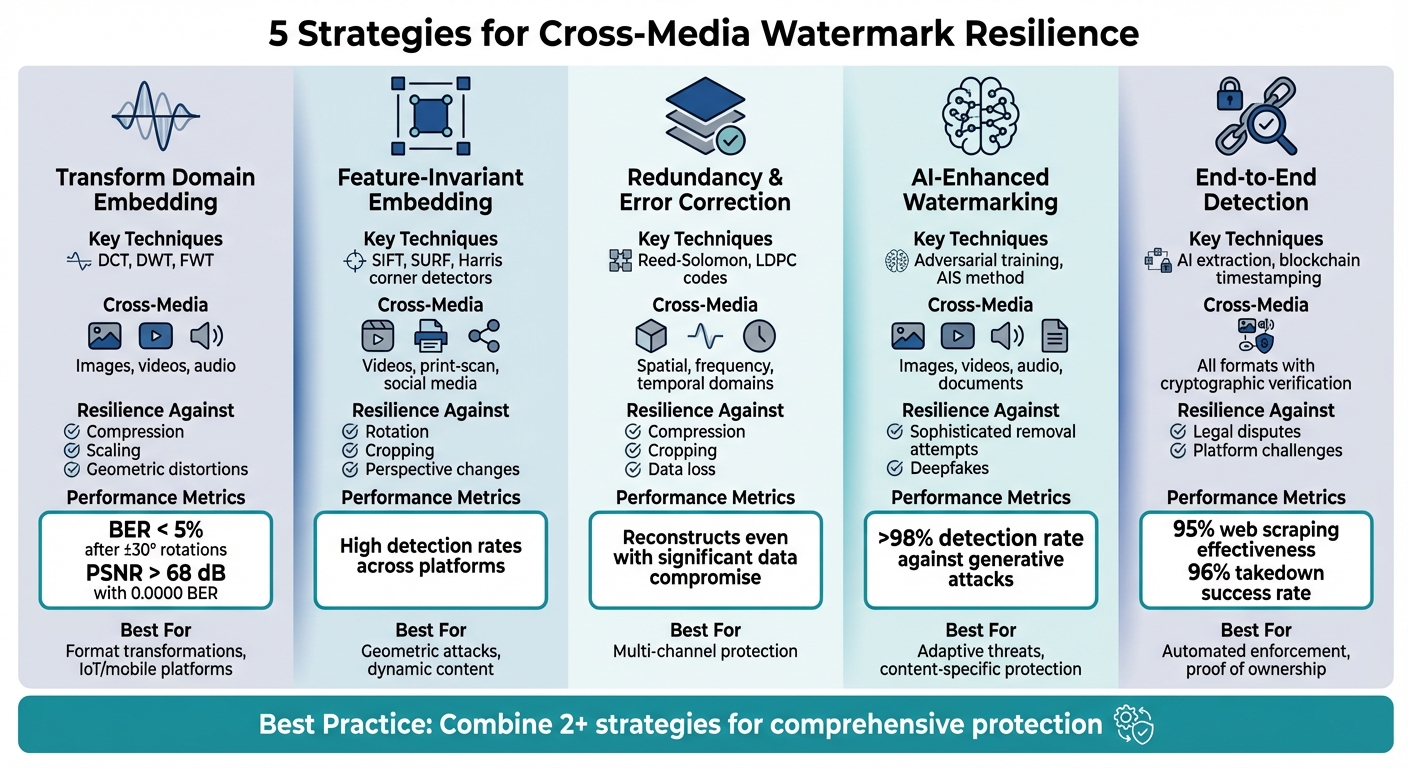 5 Cross-Media Watermarking Strategies: Features and Benefits Comparison