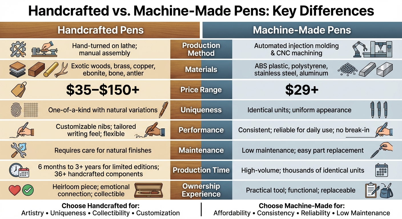 Handcrafted vs Machine-Made Pens: Complete Comparison Guide