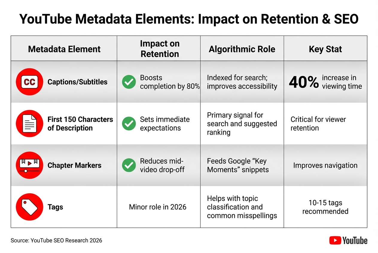 YouTube Metadata Elements Impact on Audience Retention and SEO