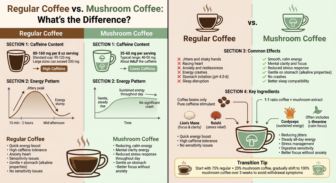 Regular Coffee vs Mushroom Coffee: Caffeine Content and Effects Comparison