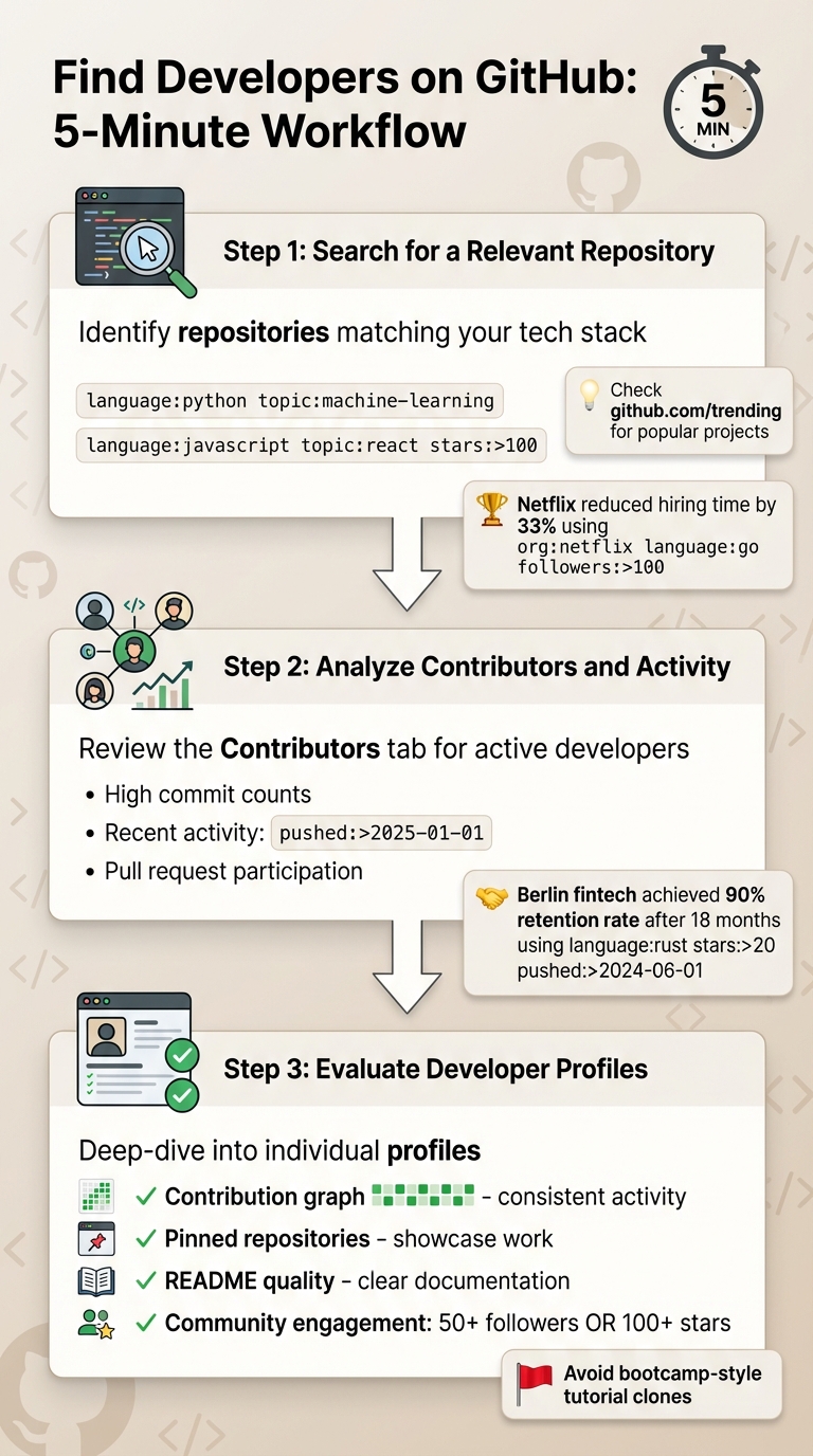 5-Minute GitHub Developer Sourcing Workflow: 3 Steps to Find Qualified Candidates