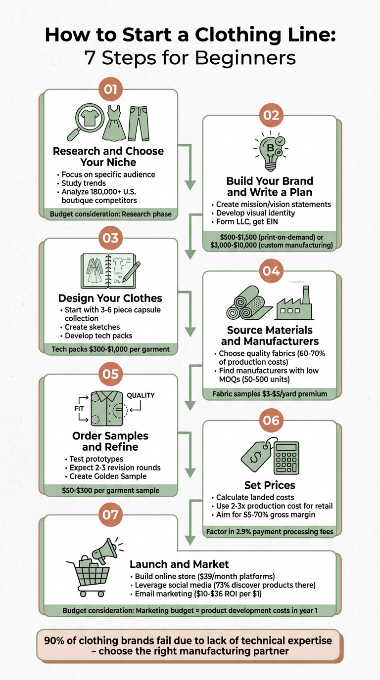 7 Steps to Start a Clothing Line in 2026