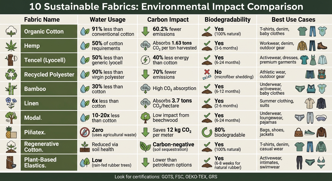 Sustainable Fabric Comparison: Water Usage, Carbon Impact & Biodegradability