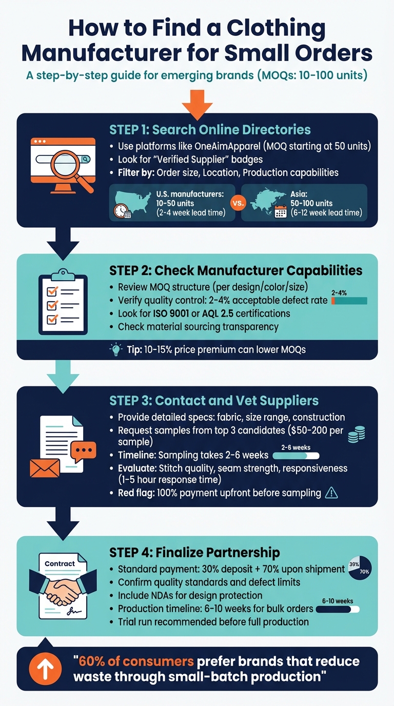 4-Step Process to Find Clothing Manufacturers for Small Orders