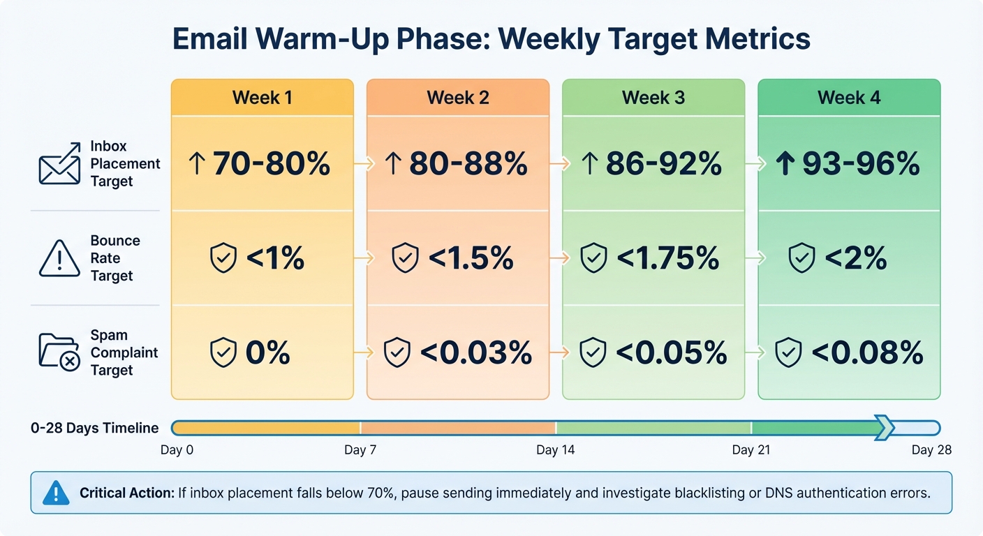Email Warm-Up Weekly Metrics: Target Benchmarks for Inbox Placement, Bounce Rate, and Spam Complaints