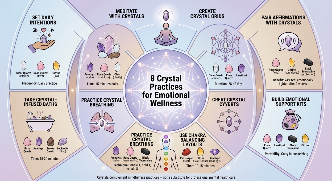 8 Crystal Practices for Emotional Wellness: Quick Reference Guide