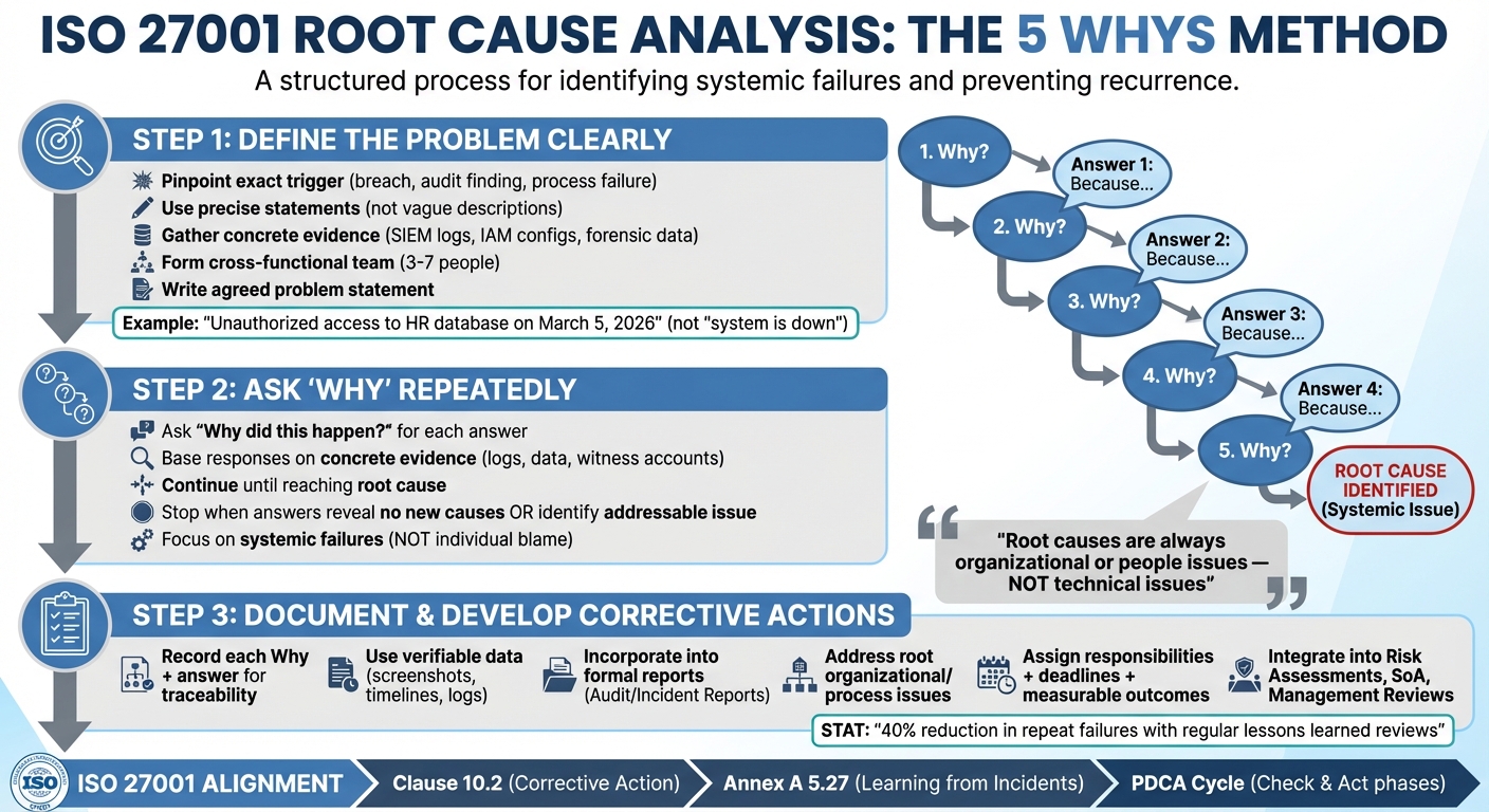 5 Whys Root Cause Analysis Process for ISO 27001 Compliance