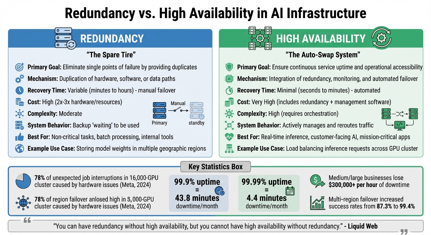Redundancy vs High Availability in AI Infrastructure: Key Differences