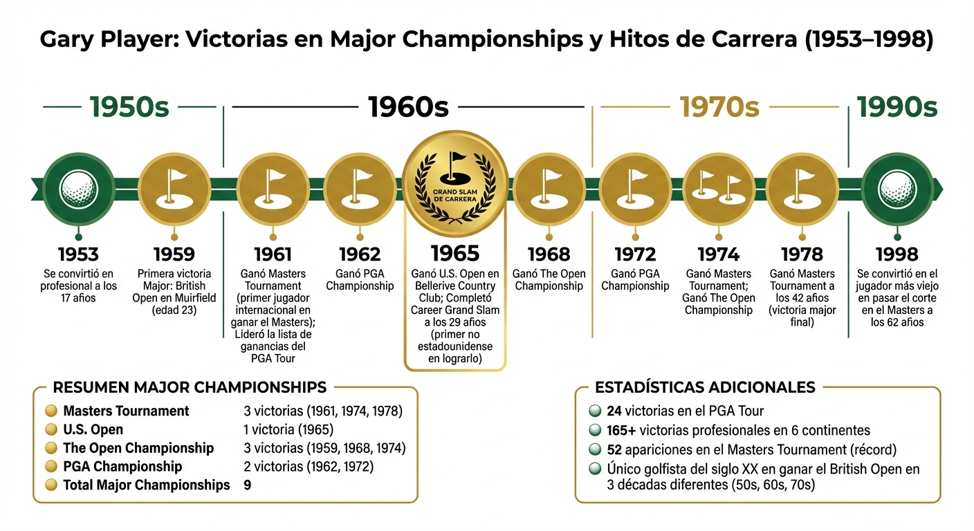 Gary Player Career Milestones and Major Championships Timeline