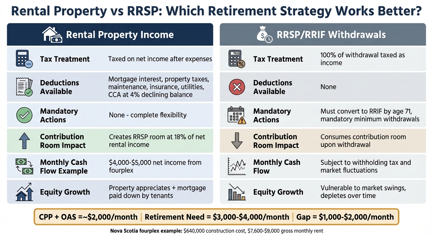 Rental Property vs RRSP Retirement Income Comparison