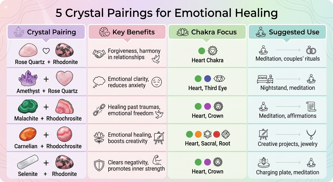 5 Crystal Pairings for Emotional Healing: Quick Comparison Guide
