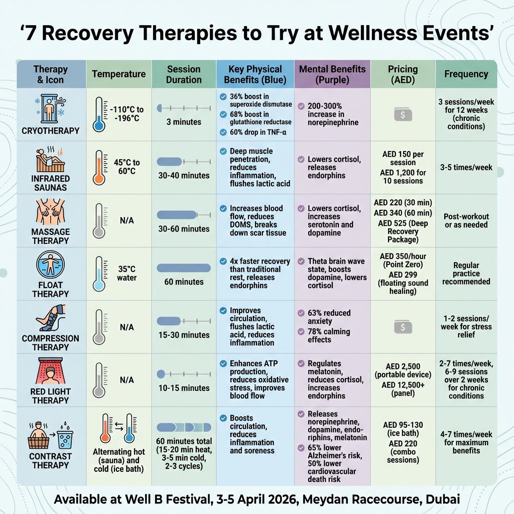 7 Recovery Therapies Comparison: Benefits, Duration, and Pricing in UAE
