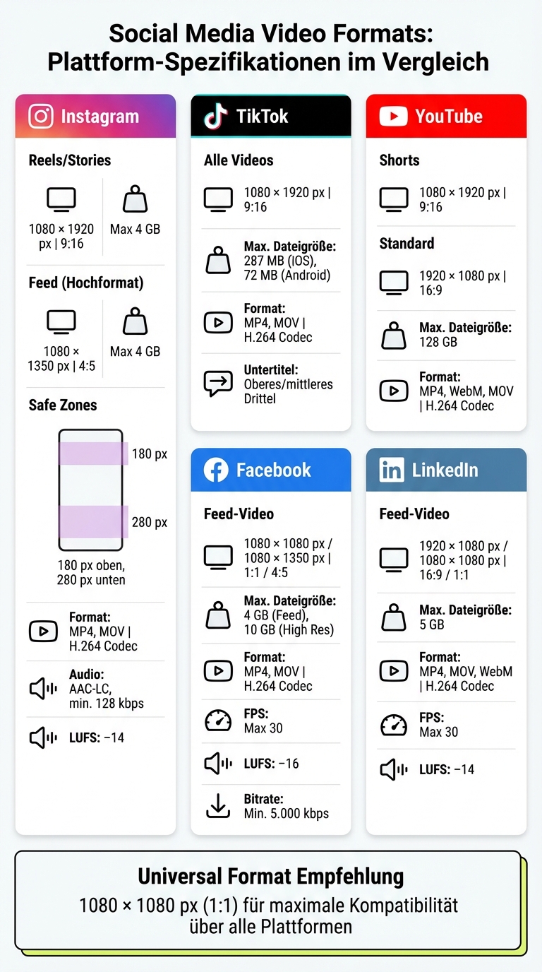 Social Media Video Format Specifications: Platform Requirements Comparison