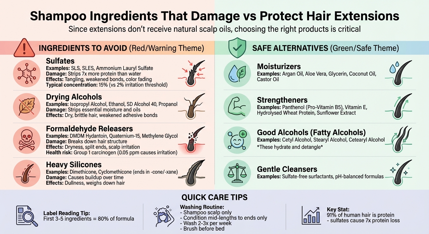 Harmful vs Safe Shampoo Ingredients for Hair Extensions
