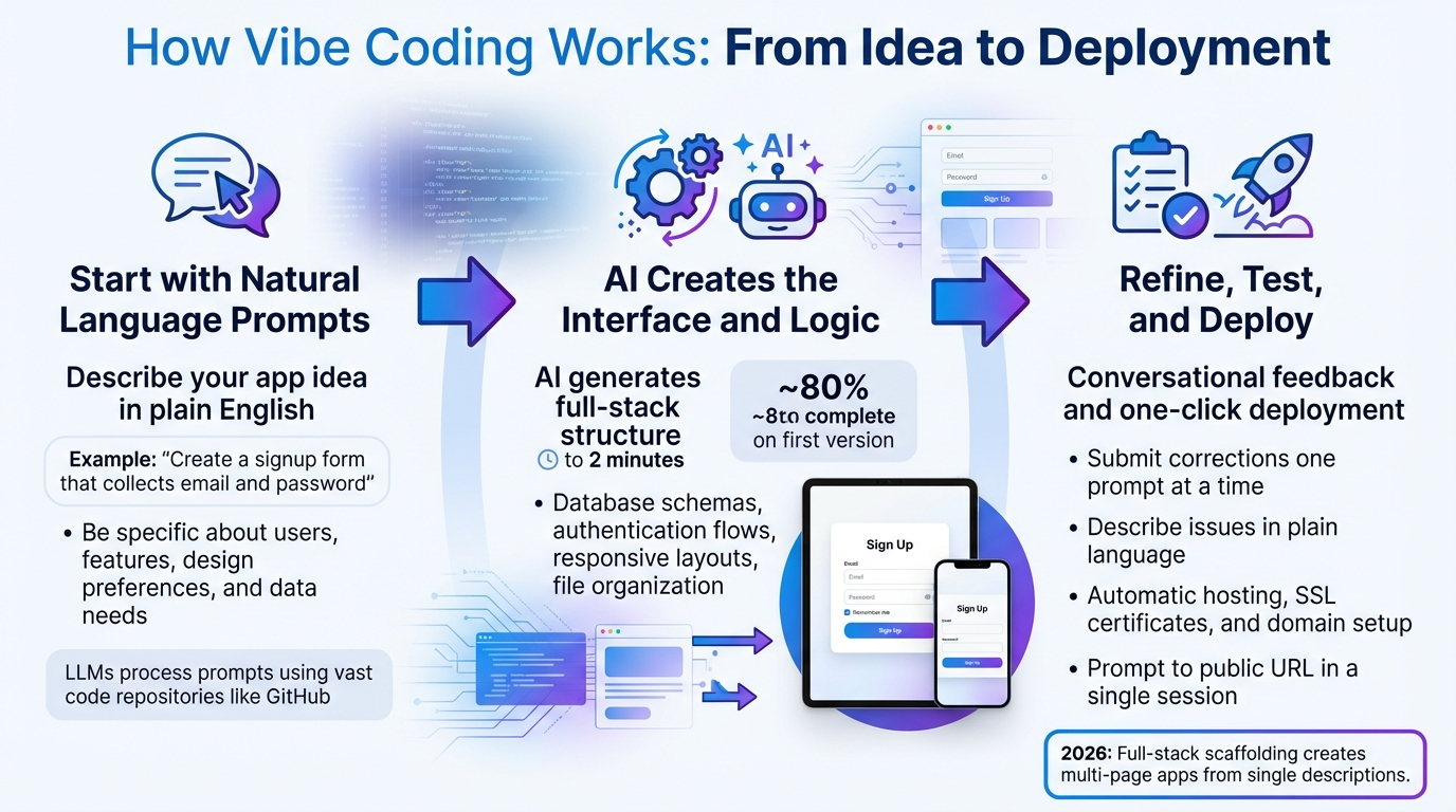 How Vibe Coding Works: 3-Step Process from Idea to Deployment
