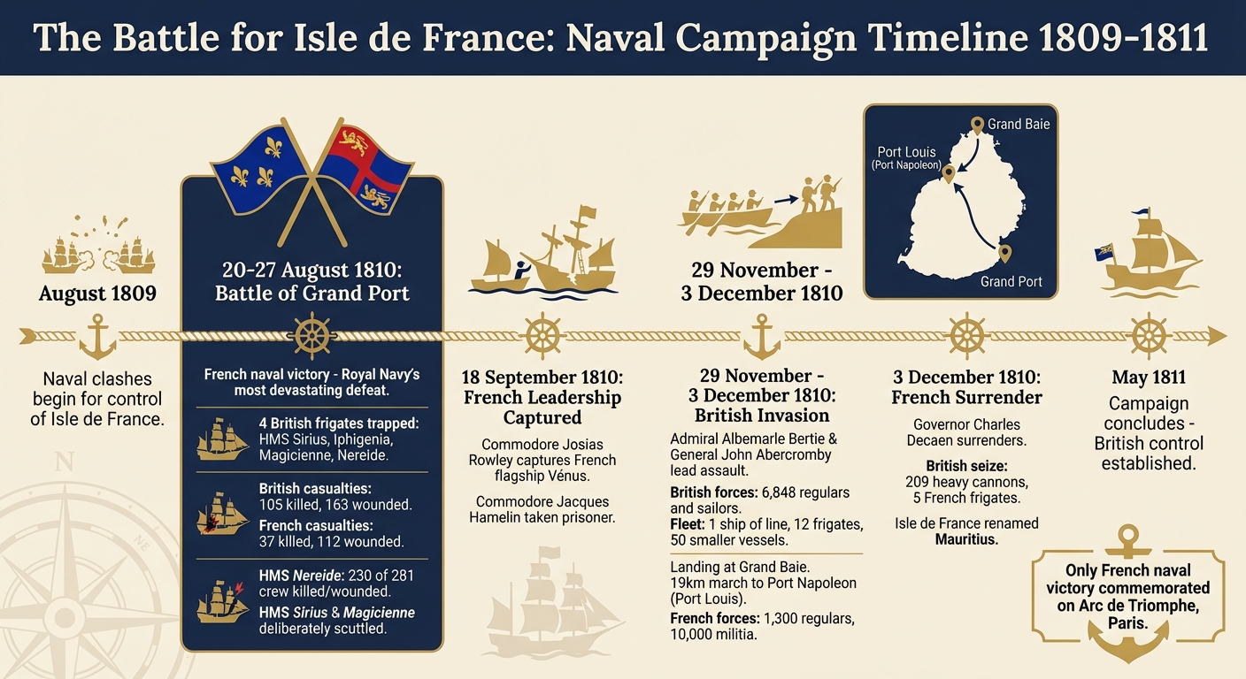 Battle of Grand Port Timeline: French Naval Victory 1810