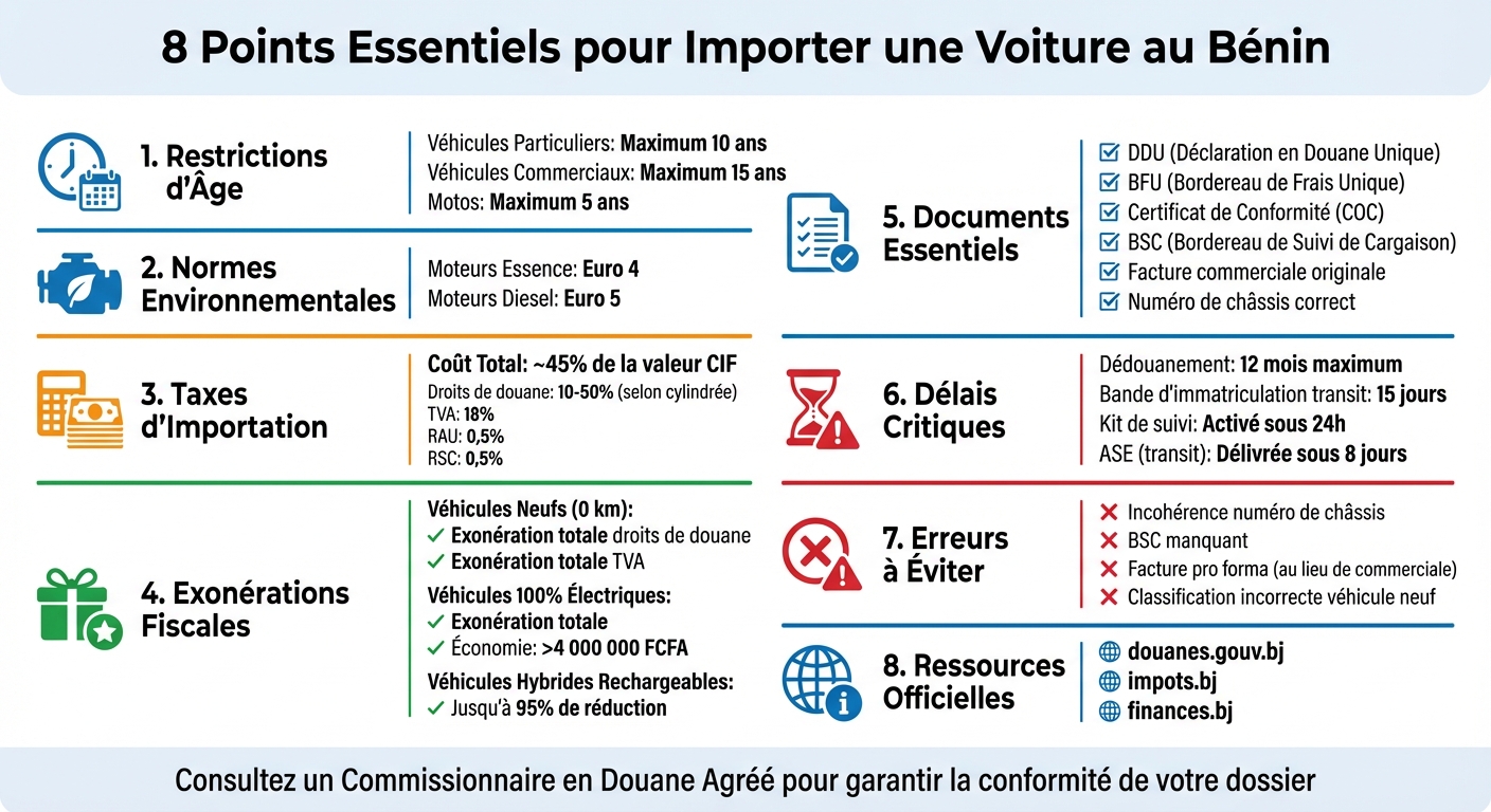 Taxes et restrictions d'importation de véhicules au Bénin : guide complet 2025
