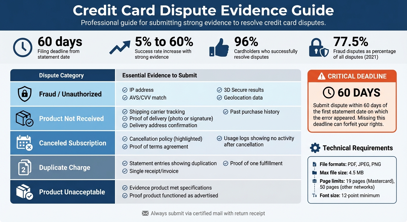 Credit Card Dispute Evidence Requirements by Dispute Type