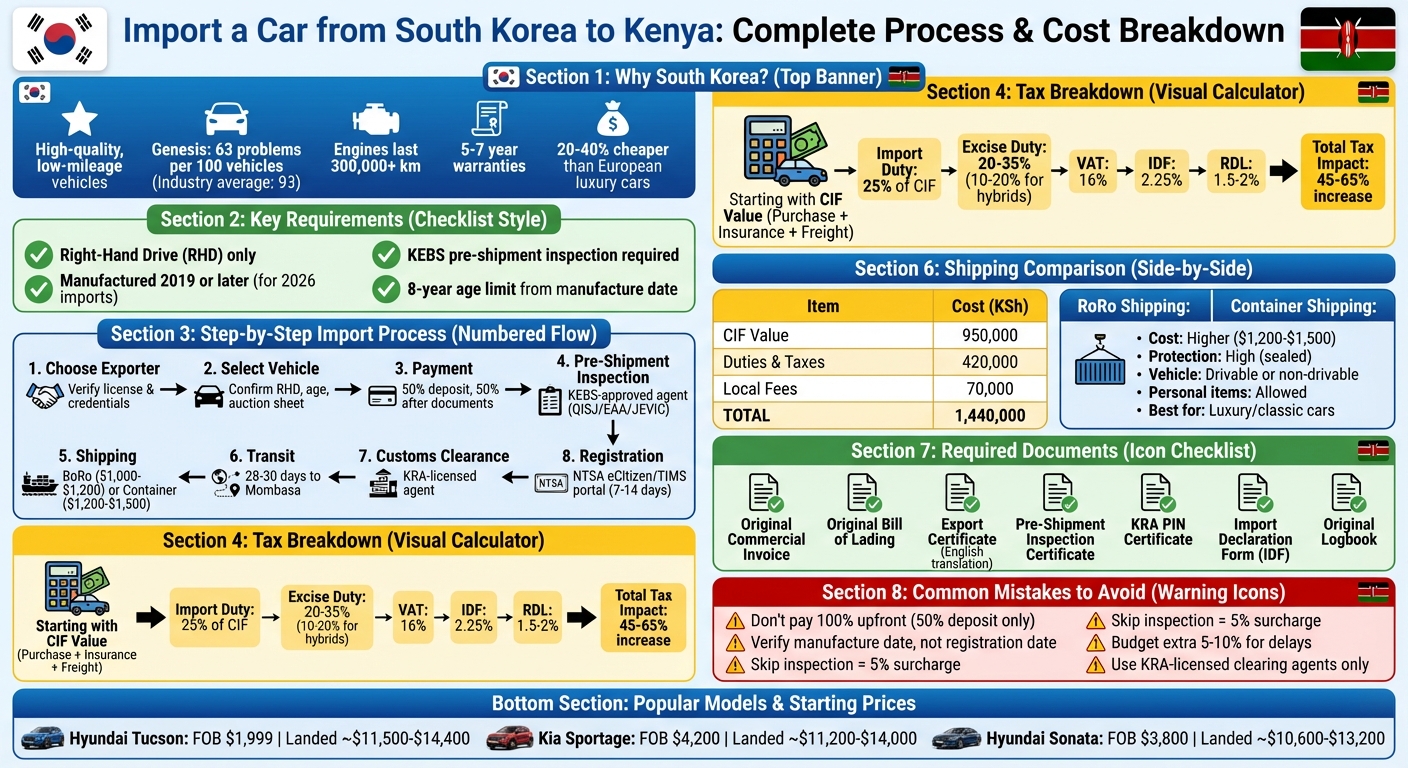 Complete Guide to Importing Cars from South Korea to Kenya: Costs, Taxes and Process