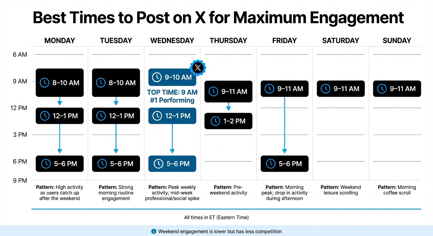Best Times to Post on X by Day of Week for Maximum Engagement