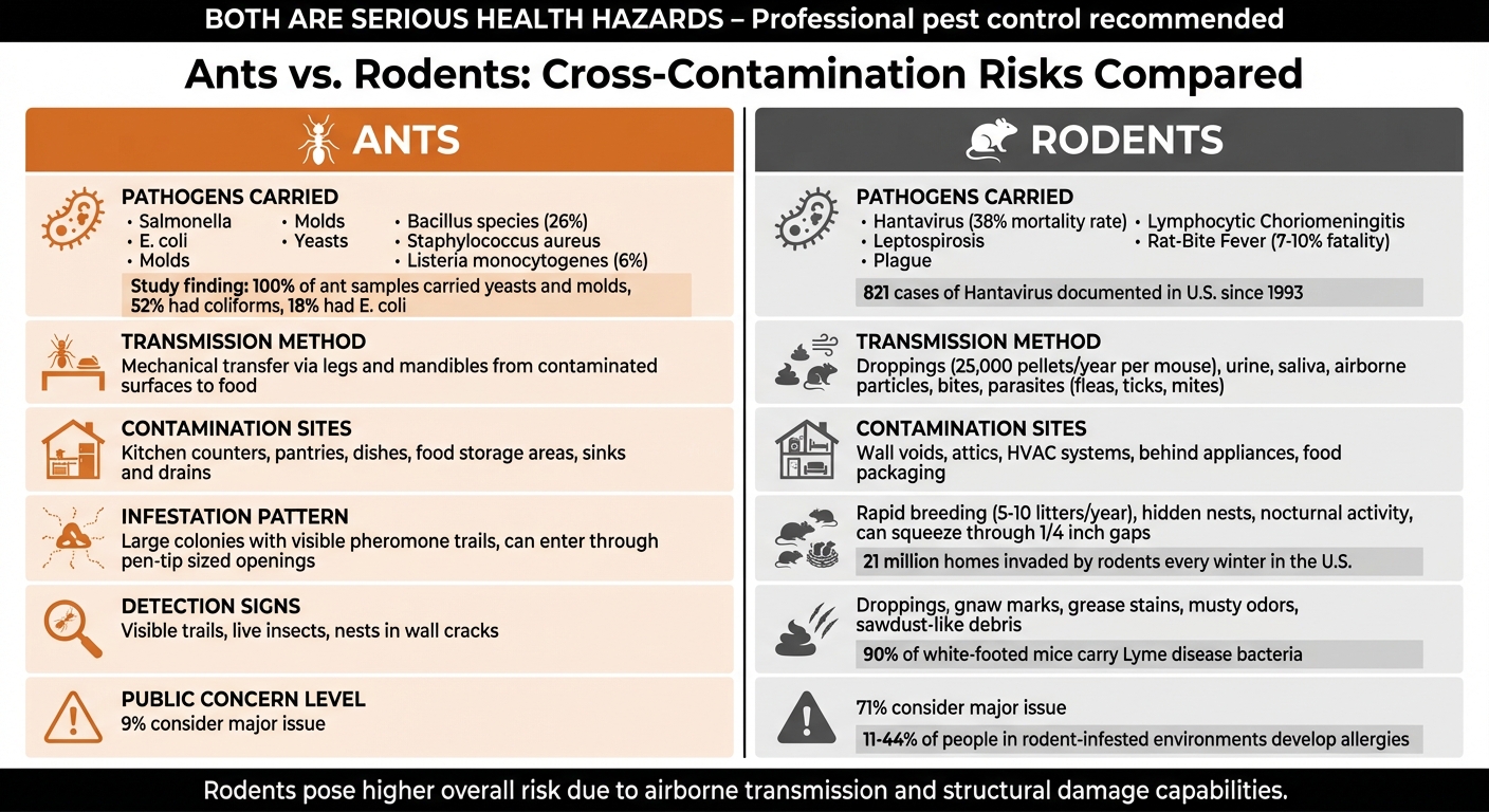 Ants vs Rodents Health Risks and Contamination Comparison Chart