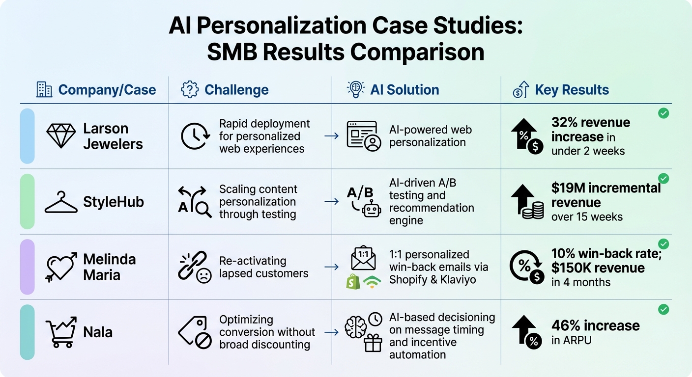 AI Personalization Results: 4 SMB Case Studies Comparison