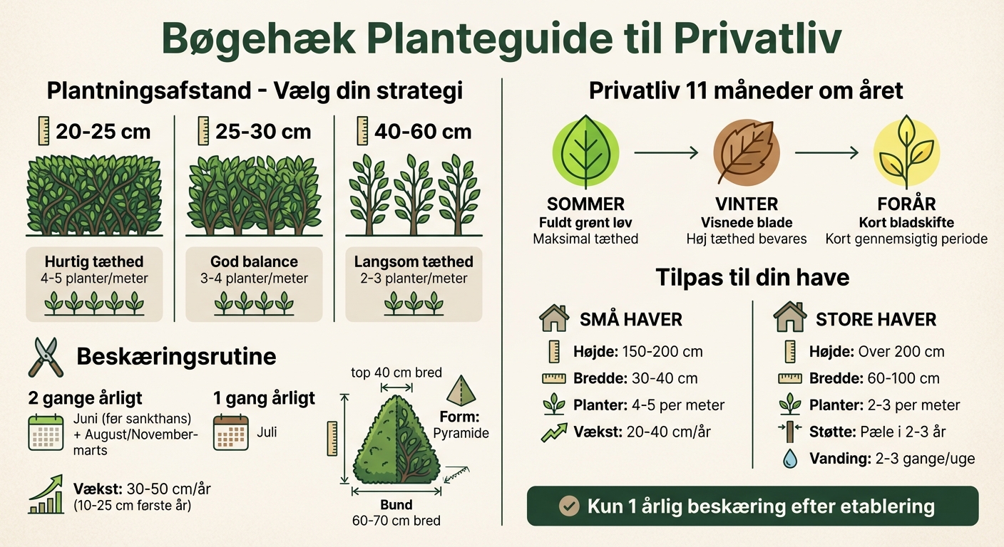 Bøgehæk planteguide: Afstande, højder og vedligeholdelse