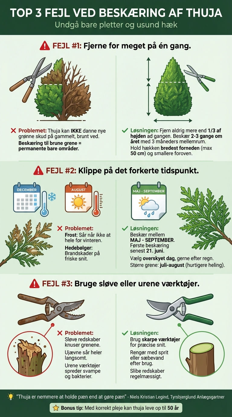 3 almindelige fejl ved beskæring af thuja og hvordan du undgår dem