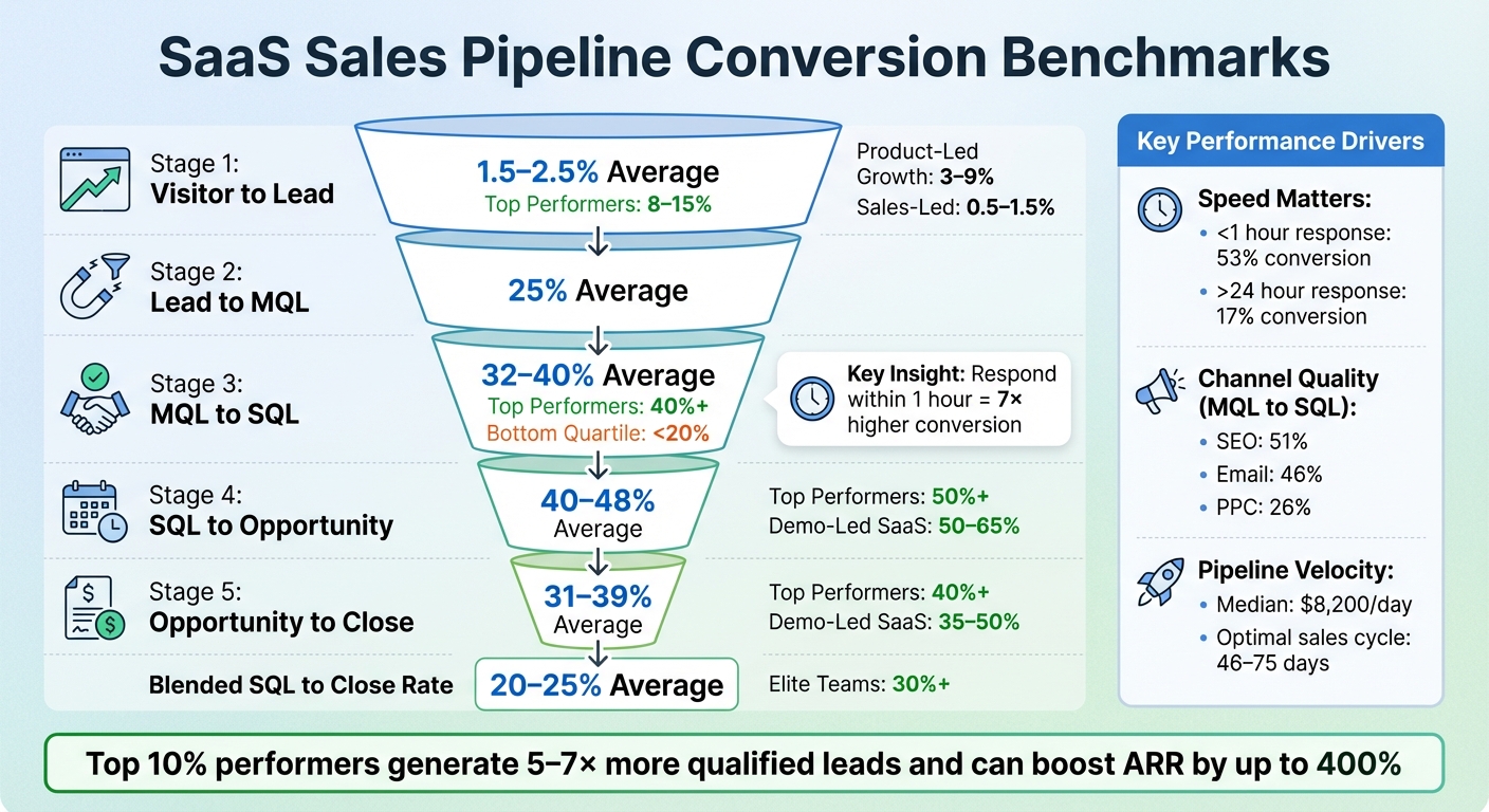 SaaS Sales Pipeline Conversion Benchmarks by Funnel Stage