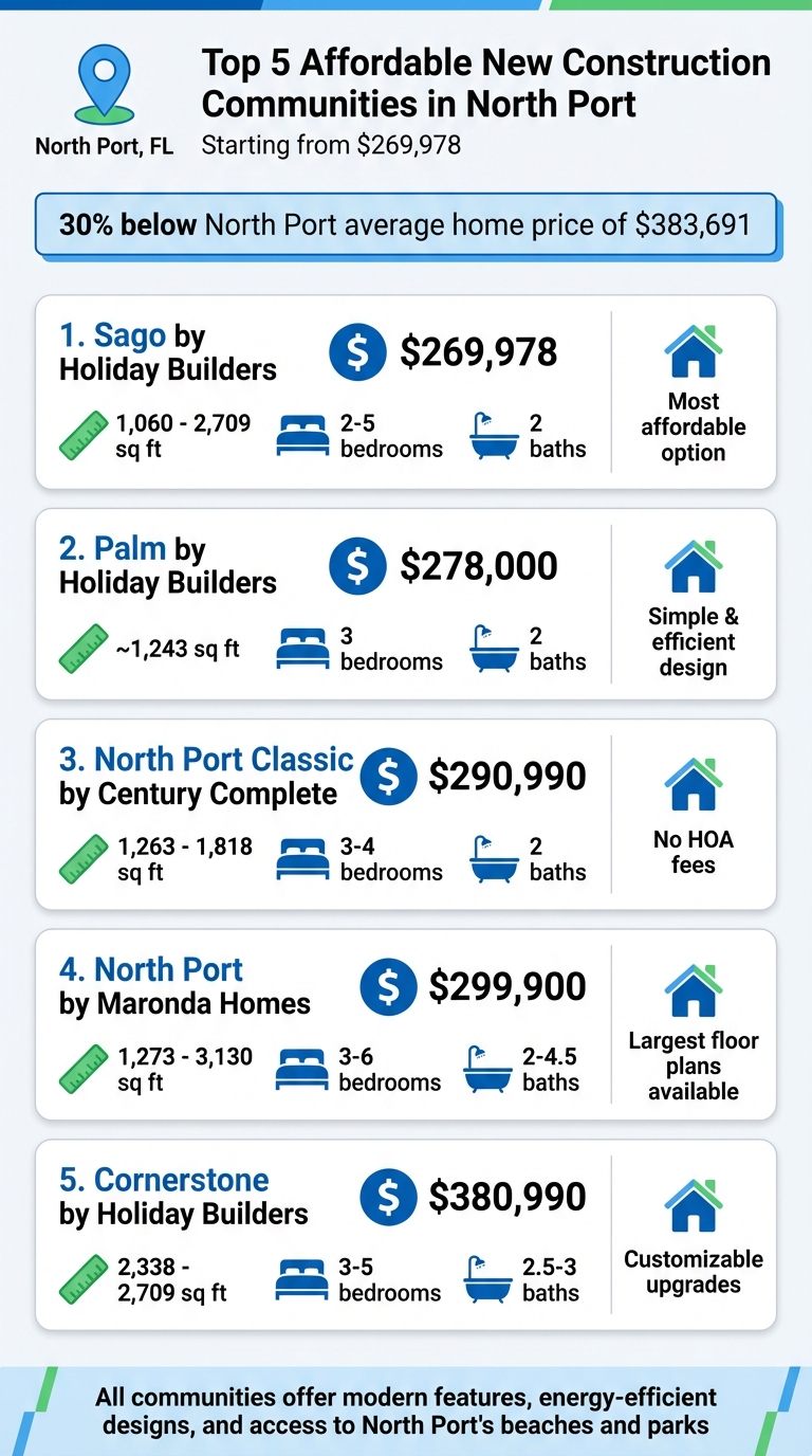 North Port New Construction Communities Price and Features Comparison